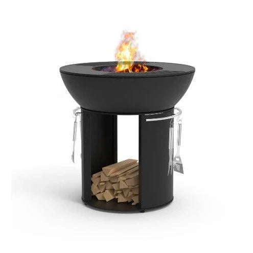 Castworks Hergóm Zenith high base fire pit complete set for outdoor fireplaces, featuring a durable steel design and modern style.